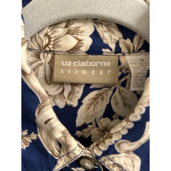 Liz Claiborne Women’s Floral Button Up Long Sleeve Shirt Sz Med Career Office - Picture 5 of 5